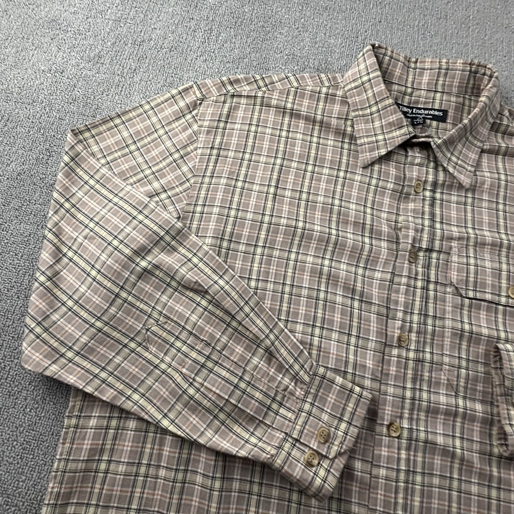 Tilley Endurables Shirt Adult Large Check Button Up Long Sleeve Casual Men's - Picture 2 of 15